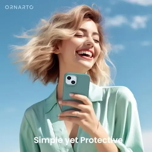 ORNARTO Compatible with iPhone 15 Case 6.1, Slim Liquid Silicone 3 Layers Full Covered Soft Gel Rubber Phone Case, Anti-Scratch Shockproof Protective Cover 6.1 Inch, Pine Green 