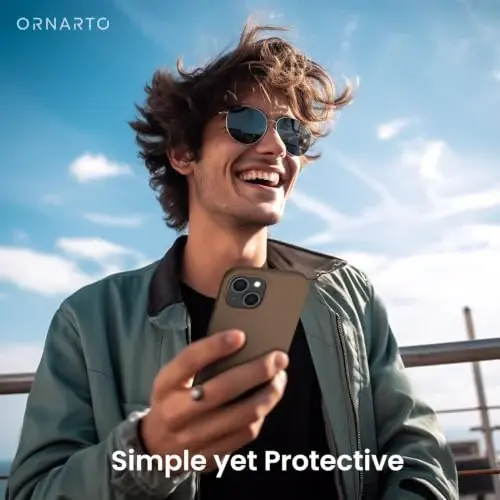ORNARTO Compatible with iPhone 15 Case 6.1, Slim Liquid Silicone 3 Layers Full Covered Soft Gel Rubber Phone Case, Anti-Scratch Shockproof Protective Cover 6.1 Inch, Brown 