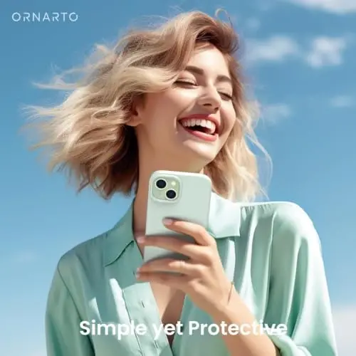 ORNARTO Compatible with iPhone 15 Case 6.1, Slim Liquid Silicone 3 Layers Full Covered Soft Gel Rubber Phone Case, Anti-Scratch Shockproof Protective Cover 6.1 Inch, Light Green 