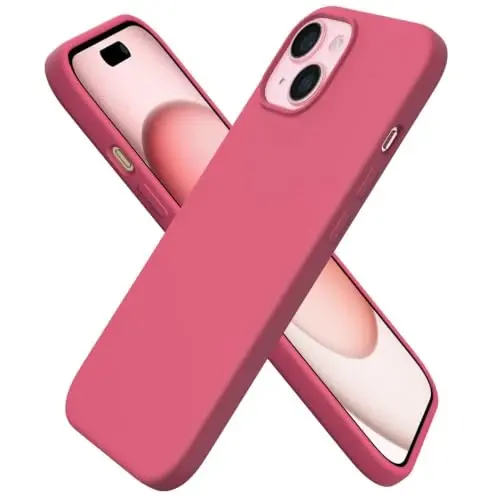 ORNARTO Compatible with iPhone 15 Case 6.1, Slim Liquid Silicone 3 Layers Full Covered Soft Gel Rubber Phone Case, Anti-Scratch Shockproof Protective Cover 6.1 Inch, Rosy Blush 