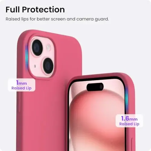 ORNARTO Compatible with iPhone 15 Case 6.1, Slim Liquid Silicone 3 Layers Full Covered Soft Gel Rubber Phone Case, Anti-Scratch Shockproof Protective Cover 6.1 Inch, Rosy Blush - 4