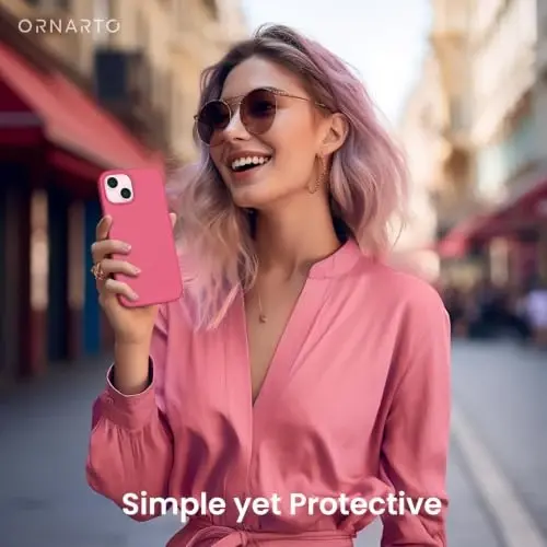 ORNARTO Compatible with iPhone 15 Case 6.1, Slim Liquid Silicone 3 Layers Full Covered Soft Gel Rubber Phone Case, Anti-Scratch Shockproof Protective Cover 6.1 Inch, Rosy Blush 