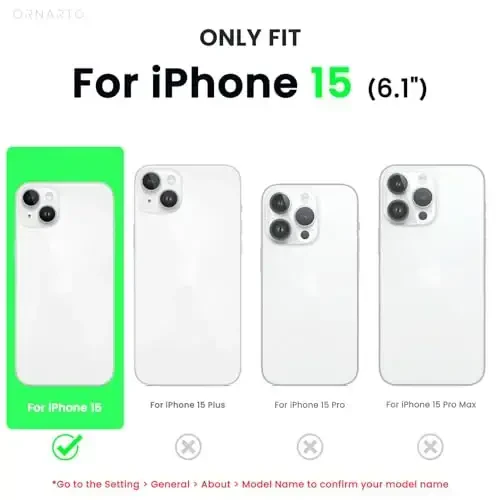 ORNARTO iPhone 15 Case 6.1 bilan mos keladi, Yupqa suyuq silikon 3 qatlamli to'liq qoplangan yumshoq gel rezina telefon qutisi, chizilishga qarshi zarbga chidamli himoya qopqog'i 6.1 dyuym, Kedr yashil - 2