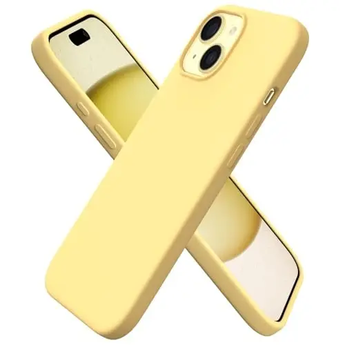 ORNARTO iPhone 15 Case 6.1 bilan mos keladi, Yupqa Suyuq Silikon 3 Qatlamli To'liq Qoplangan Yumshoq Gel Rezina Telefon Qutisi, Chizishga Qarshi Zarba o'tkazmaydigan Himoya Qopqog'i 6.1 Inch, Sariq Yog' 
