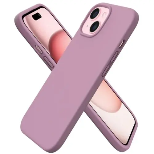 ORNARTO iPhone 15 Case 6.1 bilan mos keladi, Yupqa Suyuq Silikon 3 Qatlamli To'liq Qoplangan Yumshoq Gel Rezina Telefon Qutisi, Tirnalishga Qarshi Zarbadan Himoya Qiluvchi Qopqoq 6.1 dyuym, Lilak Binafsha 