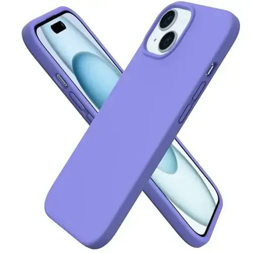 ORNARTO iPhone 15 Case 6.1 bilan mos, Yupqa Suyuq Silikon 3 Qatlamli To'liq Qoplangan Yumshoq Gel Rezina Telefon G'ilofi, Chizishga Qarshi Zarbadan Himoya Qiluvchi G'ilof 6.1 dyuym, Periwinkle 
