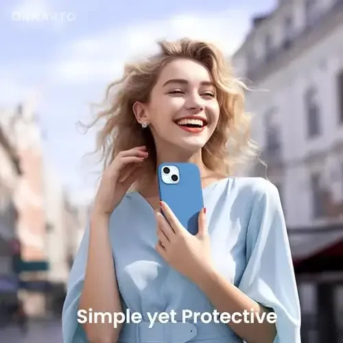 ORNARTO iPhone 15 Case 6.1 bilan mos, Yupqa Suyuq Silikon 3 Qatlamli To'liq Qoplangan Yumshoq Gel Rezina Telefon G'ilofi, Chizishga Qarshi Zarbadan Himoya Qiluvchi Qopqoq 6.1 dyuym, Moviy - 6