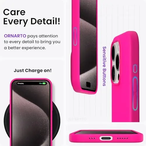 ORNARTO Compatible with iPhone 15 Pro Case 6.1