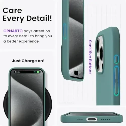 ORNARTO Compatible with iPhone 15 Pro Case 6.1