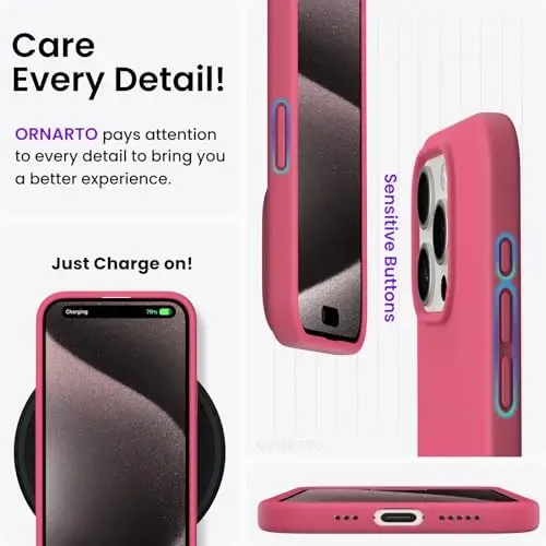 ORNARTO Compatible with iPhone 15 Pro Case 6.1