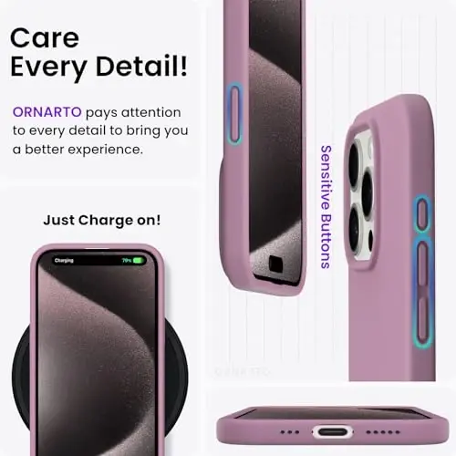 ORNARTO Compatible with iPhone 15 Pro Case 6.1