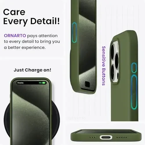 ORNARTO iPhone 15 Pro Case 6.1