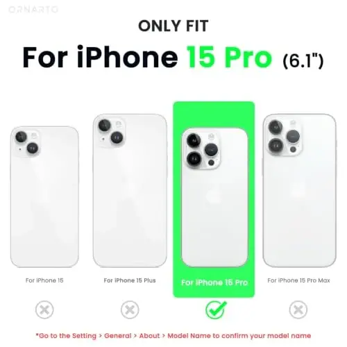 ORNARTO Compatible with iPhone 15 Pro Case 6.1