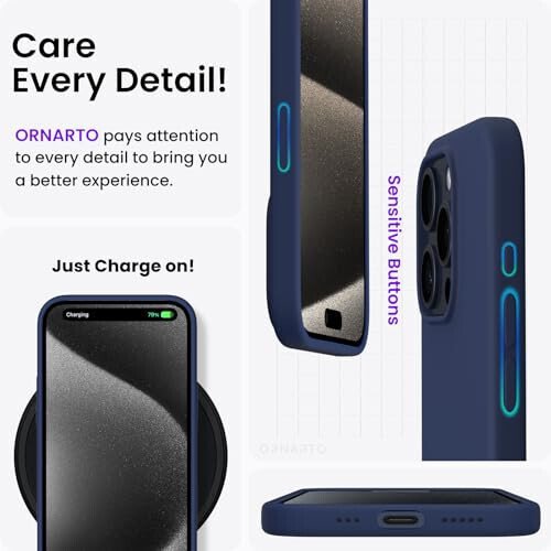 ORNARTO Compatible with iPhone 15 Pro Case 6.1