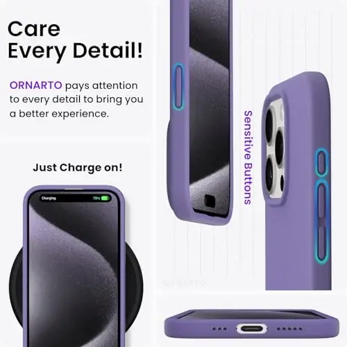 ORNARTO Compatible with iPhone 15 Pro Case 6.1