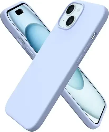 ORNARTO Совместимый с iPhone 15 чехол 6.1, тонкий жидкий силикон 3 слоя, полностью покрытый мягкий гель-резиновый чехол для телефона, противоударный защитный чехол от царапин 6.1 дюйма, небесно-голубой 