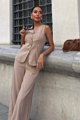 Orqasi bog'ichli yelek Plazza shim Modal kostyum 10202-08 - BÜYÜKBEDENIZ (1)