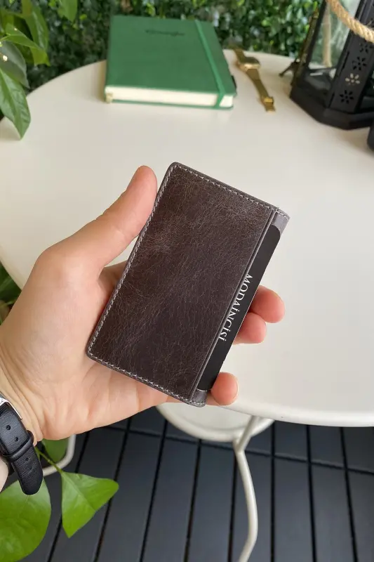 Orsa – Hakiki Deri Minimalist Kartlık Gri Slim Cüzdan, Kartvizitlik - Gri - 5