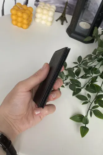Erkek Siyah Slim Kartlık Minimalist Süper Slim Hakiki Deri Cüzdan, Kartvizitlik | Orsa - Siyah - MODICA (1)