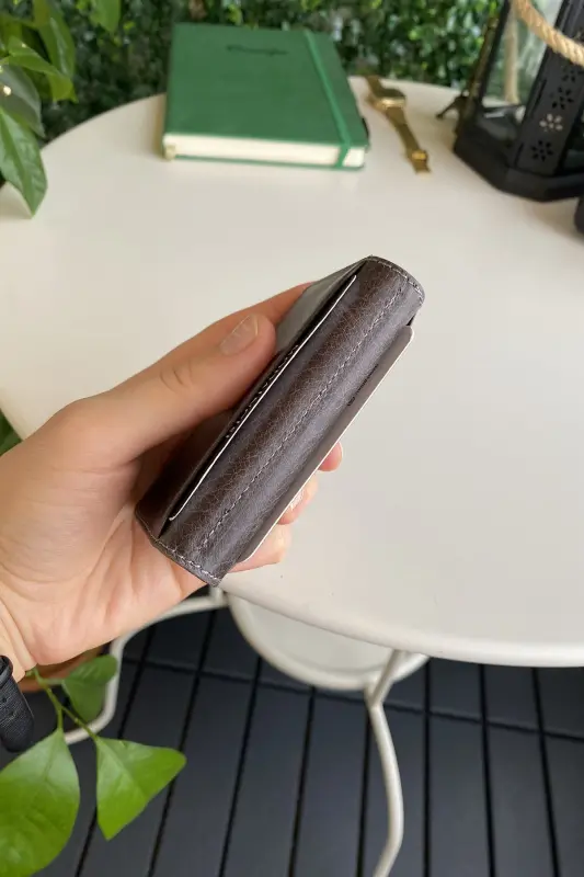 Orsa – Haqiqiy Charm Minimalistik Kartdon Kulrang Slim Hamyon, Kartvizitlar uchun – Kulrang - 7