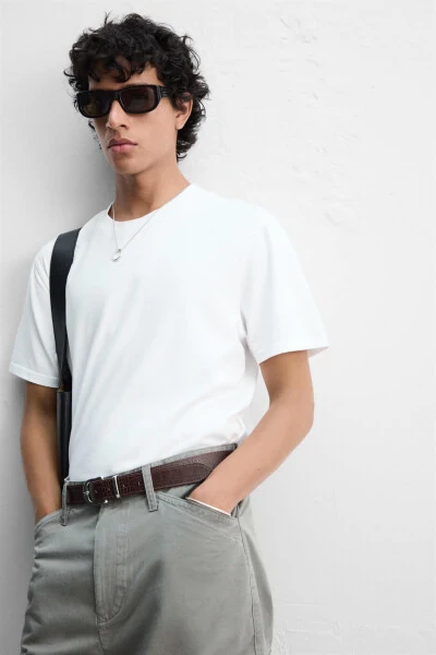 MEDIUM WEIGHT SLIM FIT T-SHIRT-Beyaz - 5