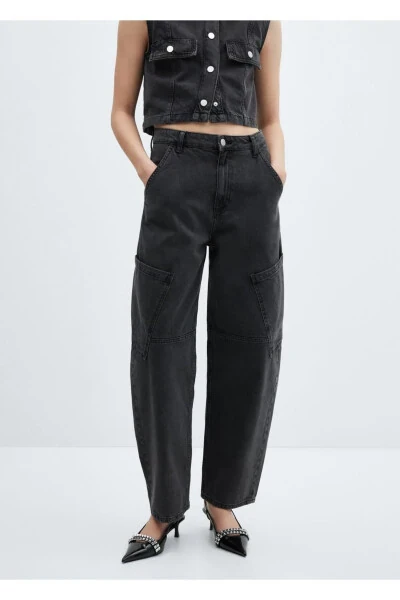 O‘rta beli bo‘sh kargo jinsi shimlar - MANGO