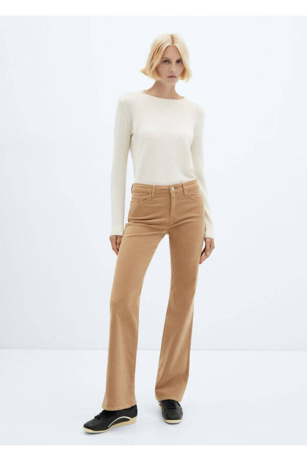 Orta Belli Fitilli Kadife Pantolon - 2