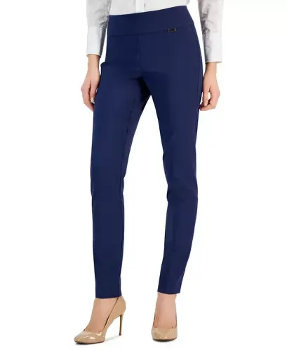 Mid-Rise Petite Tummy-Control Skinny Pants, Petite & Petite Short, Created for Modazone-Indigo Sea 