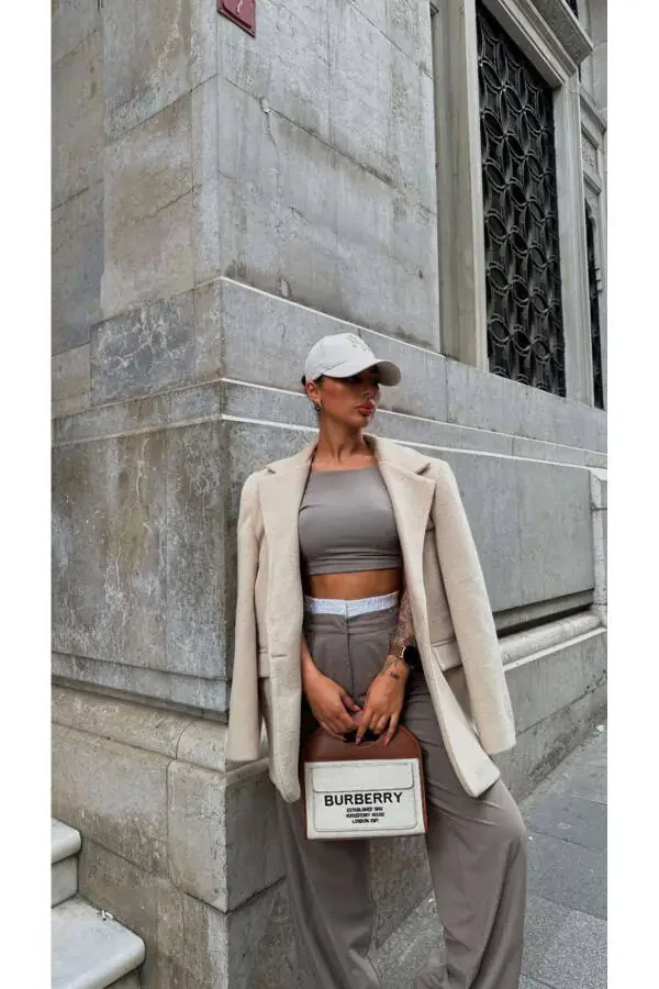 O'rtacha uzunlikdagi tugmali keng kesilgan, astarli, Pinterest uslubidagi kashmir blazer ko'ylagi paltosi - 8