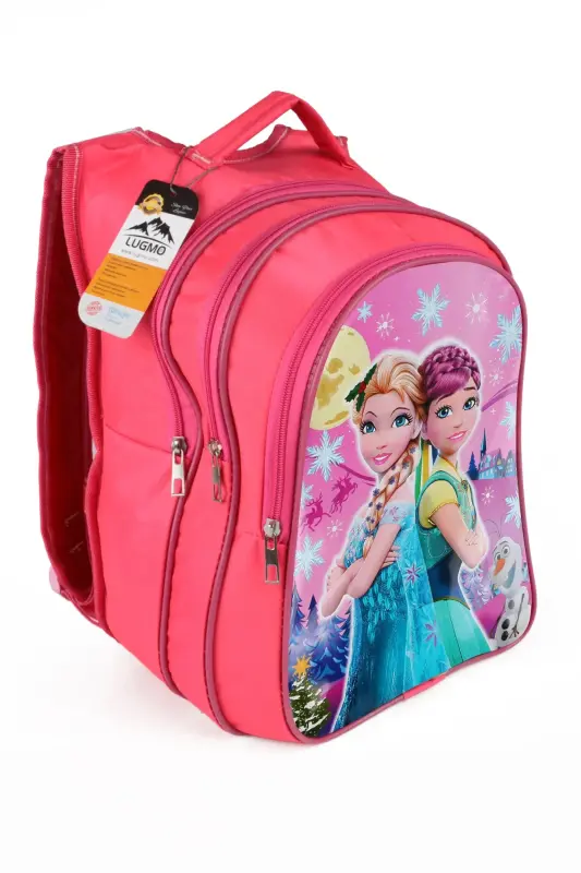 Ortaokul İlkokul Çantası ve Beslenme Çantası 3 Cepli Pedli İkili Prenses Pembe - Pembe-4 - 2