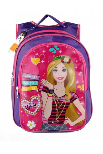 Ortaokul İlkokul Çantası ve Beslenme Çantası 3 Cepli Pedli Mor-Mor - 3