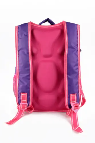 Ortaokul İlkokul Çantası ve Beslenme Çantası 3 Cepli Pedli Mor-Mor - 4