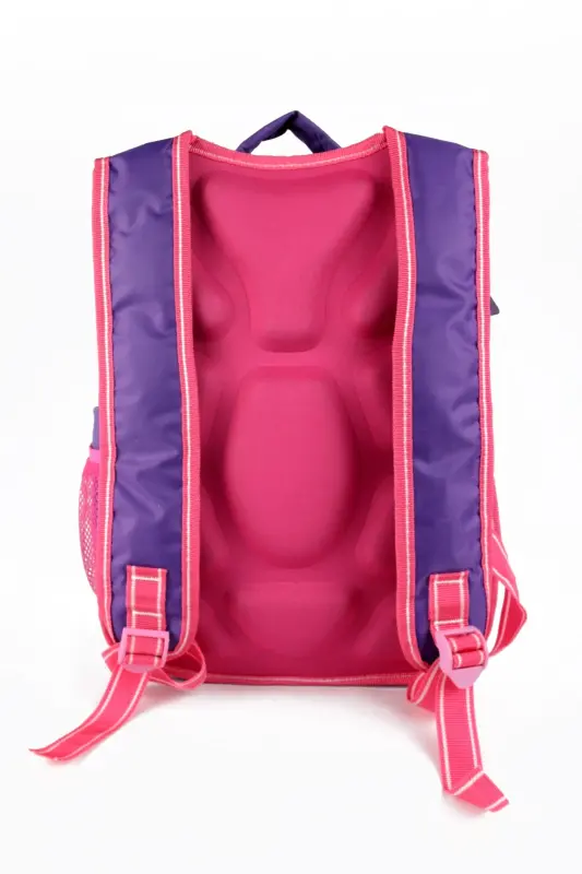 Ortaokul İlkokul Çantası ve Beslenme Çantası 3 Cepli Pedli Mor-Mor - 4