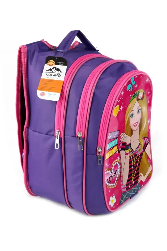 Ortaokul İlkokul Çantası ve Beslenme Çantası 3 Cepli Pedli Mor-Mor - 2