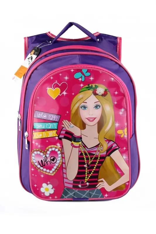 Ortaokul İlkokul Çantası ve Beslenme Çantası 3 Cepli Pedli Mor-Mor - 3