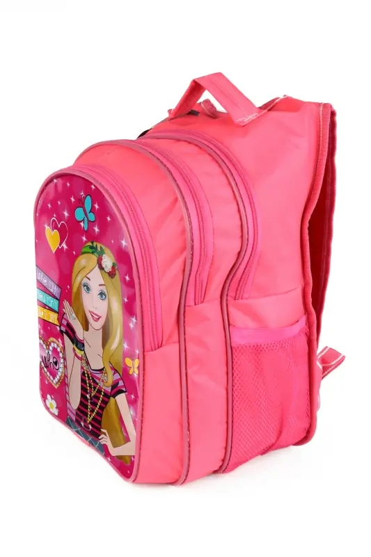 Ortaokul İlkokul Çantası ve Beslenme Çantası 3 Cepli Pedli Pembe-Pembe - 4