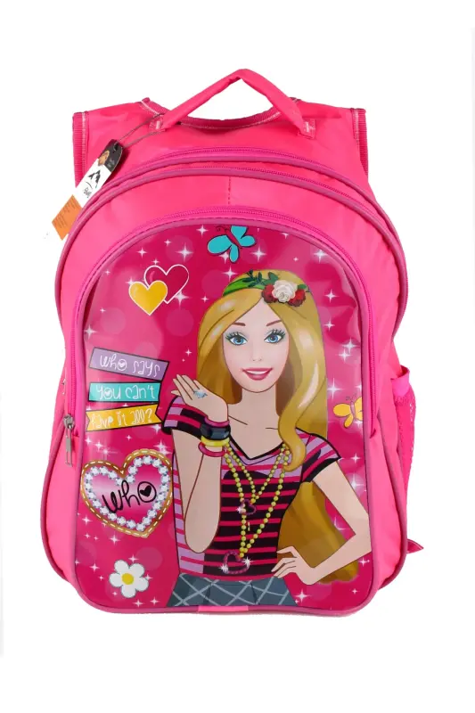 Ortaokul İlkokul Çantası ve Beslenme Çantası 3 Cepli Pedli Pembe-Pembe - 3