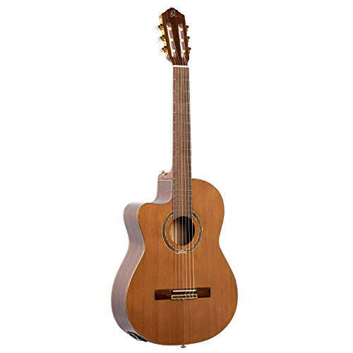 Ortega Gitarları 6 Telli Performer Serisi Sol Elle Çalınan Masif Gövde Orta Boy Sap Akustik-Elektrik Nylon Klasik Gitar w/Çantası, (RCE159MN-L) - 1