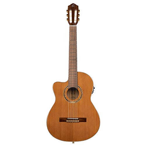 Ortega Gitarları 6 Telli Performer Serisi Sol Elle Çalınan Masif Gövde Orta Boy Sap Akustik-Elektrik Nylon Klasik Gitar w/Çantası, (RCE159MN-L) - 2