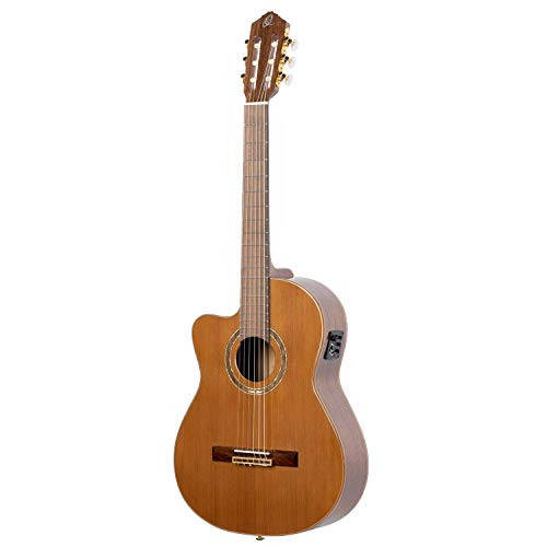 Ortega Gitarları 6 Telli Performer Serisi Sol Elle Çalınan Masif Gövde Orta Boy Sap Akustik-Elektrik Nylon Klasik Gitar w/Çantası, (RCE159MN-L) - 3