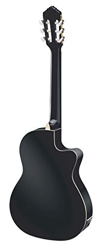 Ortega Guitars 6 String Family Series Pro Left-Handed Solid Top Thinline Acoustic-Electric Nylon Classical Guitar w/Bag, (RCE145LBK) - 2