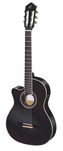 Ortega Guitars 6 String Family Series Pro Sol El Akustik-Elektrik Naylon Klasik Gitar, Katı Üst Thinline (RCE145LBK) - 1