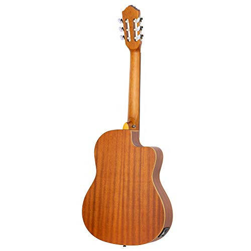 Ortega Guitars Family Series Thinline Akustik-Elektrik Chap qoʻl Nylon Klassik 6 torli Gitara w/Bag, (RCE125SN-L) - 2