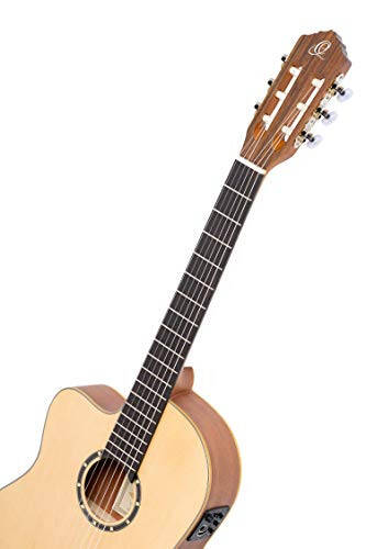 Ortega Guitars Family Series Thinline Akustik-Elektrik Chap qoʻl Nylon Klassik 6 torli Gitara w/Bag, (RCE125SN-L) - 3