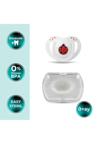 Orthodontic Pacifier, Ladybug Red, 0+ Months, Pacifier Case, 1 Piece - MAMAJOO (1)