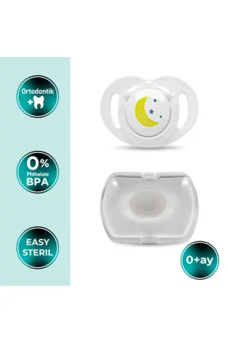 Orthodontic Pacifier, Night & Day, 0+ Months, Pacifier Case, 1 Piece - MAMAJOO (1)
