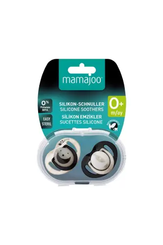 Orthodontic Pacifier, Pearl & Black, 0 Months, with Sterilizing Case, Twin Pack - 8