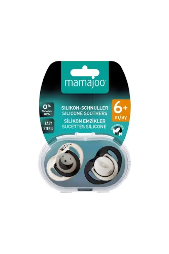 Orthodontic Pacifier, Pearl & Black, 0 Months, with Sterilizing Case, Twin Pack - 8