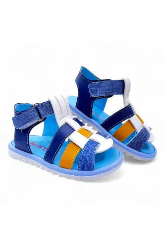 Orthopedic Baby and Kid Sandal Cabrio S. Gcmcbr2415 White Navy Jeans-White Navy Jeans 