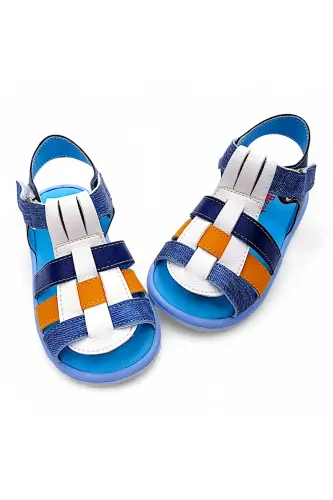 Orthopedic Baby and Kid Sandal Cabrio S. Gcmcbr2415 White Navy Jeans-White Navy Jeans - 3
